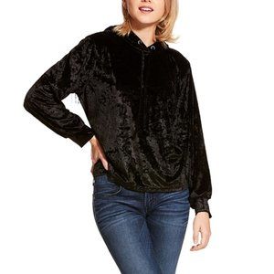 🆕 ARIAT "FULL HOUSE" BLACK VELOUR HOODIE WITH BACK FRINGE▪️SIZE M▪️NWOT